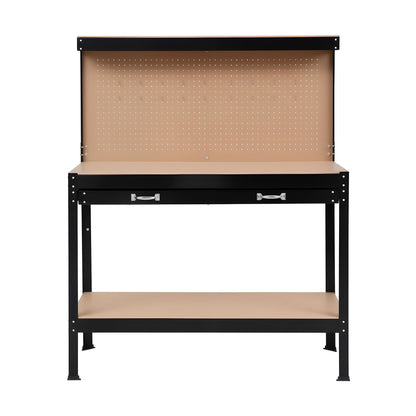 Giantz Workbench with Pegboard and Ultra-Wide 120cm Work Table for Garage DIY, 20 Hooks WKB-S-0122-BK