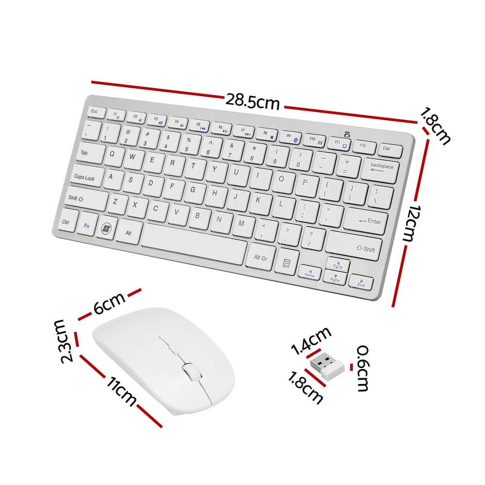 Wireless Keyboard and Mouse Combo Bluetooth Set for PC Laptop Phone Tablet 78 Keys White WKM-02-WH