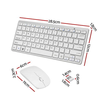 Wireless Keyboard and Mouse Combo Bluetooth Set for PC Laptop Phone Tablet 78 Keys White WKM-02-WH