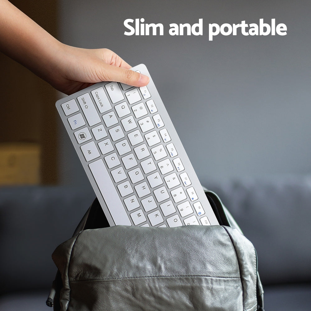 Wireless Keyboard and Mouse Combo Bluetooth Set for PC Laptop Phone Tablet 78 Keys White WKM-02-WH