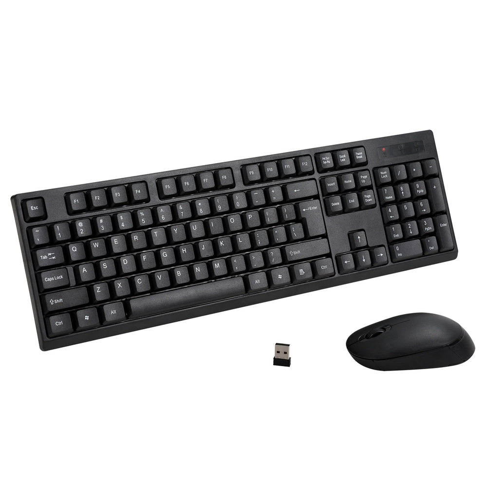 Wireless Keyboard and Mouse Combo Bluetooth Set for PC Laptop Phone Tablet 104 Keys Black WKM-08-BK