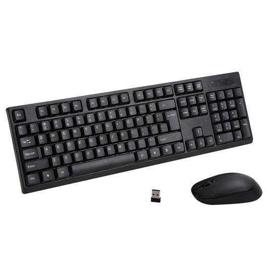 Wireless Keyboard and Mouse Combo Bluetooth Set for PC Laptop Phone Tablet 104 Keys Black WKM-08-BK