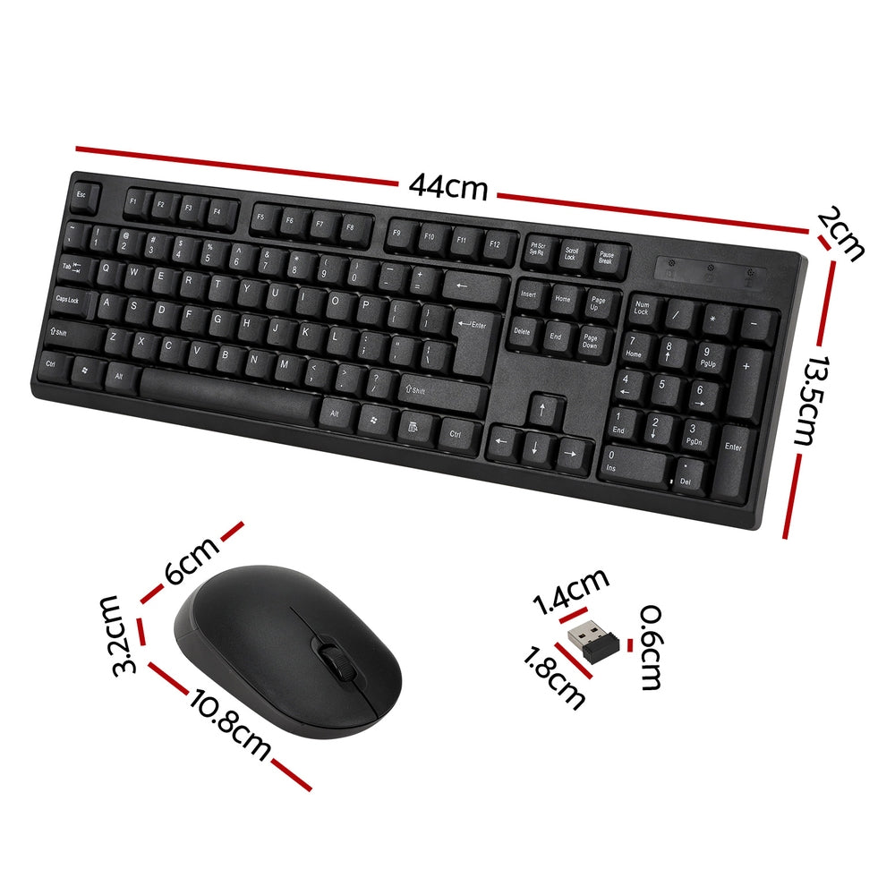 Wireless Keyboard and Mouse Combo Bluetooth Set for PC Laptop Phone Tablet 104 Keys Black WKM-08-BK