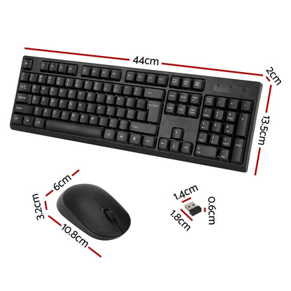 Wireless Keyboard and Mouse Combo Bluetooth Set for PC Laptop Phone Tablet 104 Keys Black WKM-08-BK