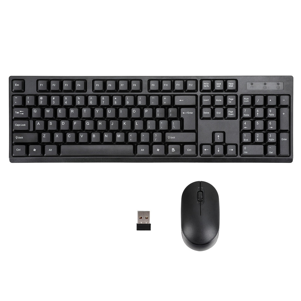 Wireless Keyboard and Mouse Combo Bluetooth Set for PC Laptop Phone Tablet 104 Keys Black WKM-08-BK