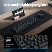 Wireless Keyboard and Mouse Combo Bluetooth Set for PC Laptop Phone Tablet 104 Keys Black WKM-08-BK