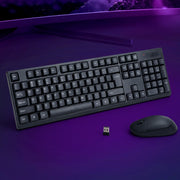 Wireless Keyboard and Mouse Combo Bluetooth Set for PC Laptop Phone Tablet 104 Keys Black WKM-08-BK
