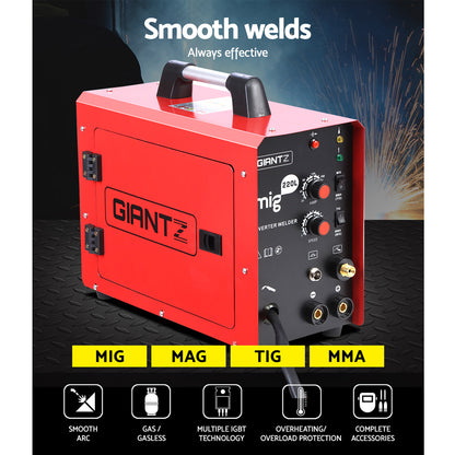 Giantz 220 Amp Inverter Welder MMA MIG DC Gas Gasless Welding Machine Portable WLD-INV-MIG-LUX-22