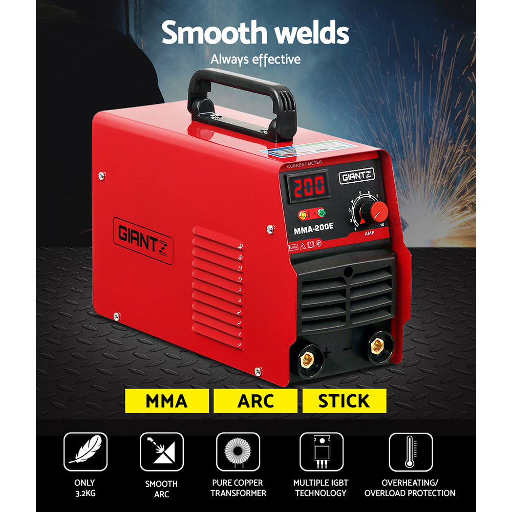 Giantz 200 Amp Inverter Welder MMA ARC DC IGBT Welding Machine Stick Portable WLD-INV-MMA-ECO-TW