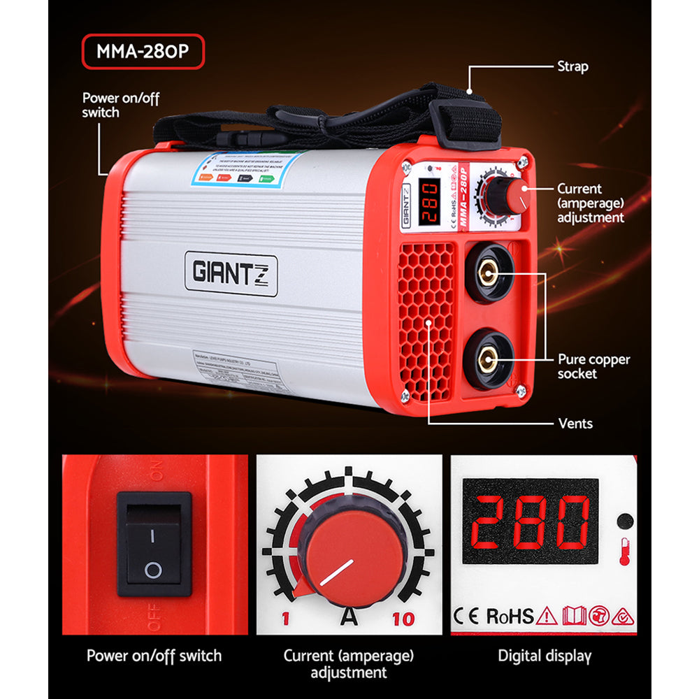 Giantz 280 Amp Inverter Welder DC MMA ARC IGBT Stick Portable Welding Machine WLD-INV-MMA-PTA-28