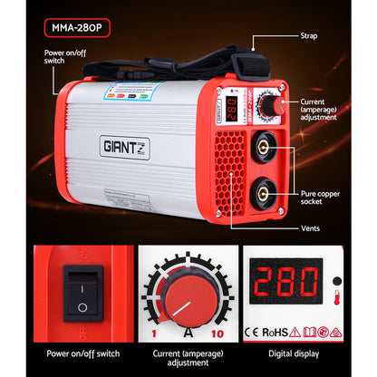 Giantz 280 Amp Inverter Welder DC MMA ARC IGBT Stick Portable Welding Machine WLD-INV-MMA-PTA-28