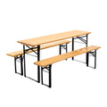 Gardeon Wooden Outdoor Foldable Bench Set - Natural WOOD-B-BTS-178462-NT-AB