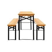 Gardeon Wooden Outdoor Foldable Bench Set - Natural WOOD-B-BTS-178462-NT-AB