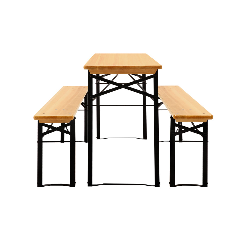 Gardeon Wooden Outdoor Foldable Bench Set - Natural WOOD-B-BTS-178462-NT-AB