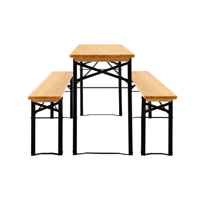 Gardeon Wooden Outdoor Foldable Bench Set - Natural WOOD-B-BTS-178462-NT-AB