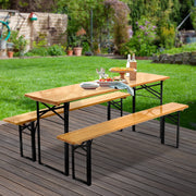Gardeon Wooden Outdoor Foldable Bench Set - Natural WOOD-B-BTS-178462-NT-AB