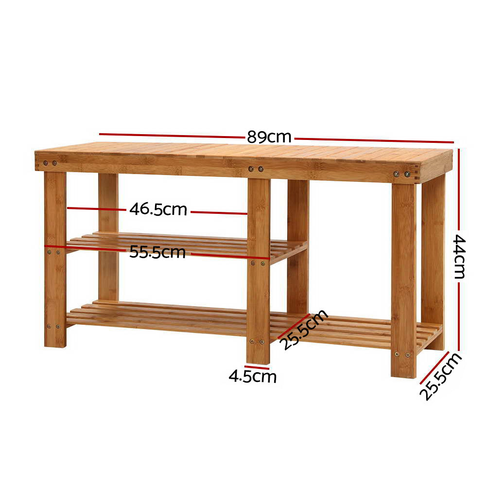 Artiss Bamboo Shoe Rack Bench WOOD-B-SR-9045-NT