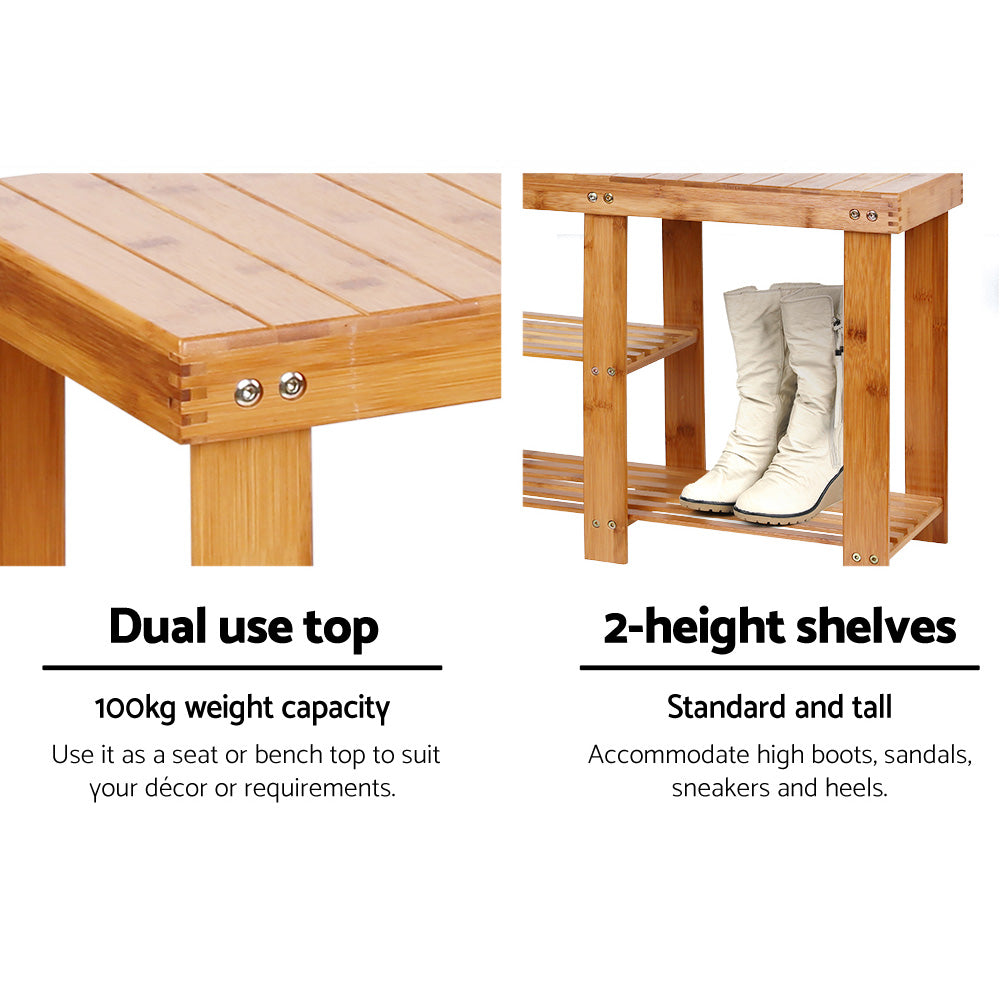 Artiss Bamboo Shoe Rack Bench WOOD-B-SR-9045-NT