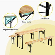 Gardeon 3 PCS Outdoor Furniture Dining Set Lounge Setting Patio Wooden Bench WOOD-C-BTS-178462-NT-AB