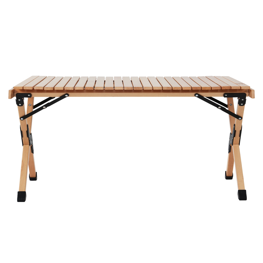 Gardeon Outdoor Furniture Wooden Egg Roll Picnic Table Camping Desk 90CM WOOD-ROLL-TB-90-WN