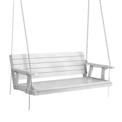 Gardeon Porch Swing Chair with Chain Outdoor Furniture 3 Seater Bench Wooden White WOS-5363W-WH-AB