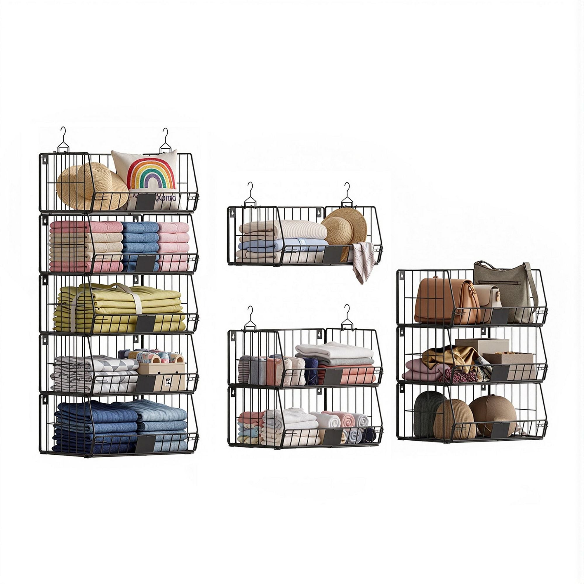 Artiss 5 Tier Stackable Closet Organizers and Storage Closet Hanging Storage Organizer Shelves WOS-A-STEEL-5T