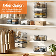 Artiss 5 Tier Stackable Closet Organizers and Storage Closet Hanging Storage Organizer Shelves WOS-A-STEEL-5T