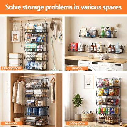 Artiss 5 Tier Stackable Closet Organizers and Storage Closet Hanging Storage Organizer Shelves WOS-A-STEEL-5T