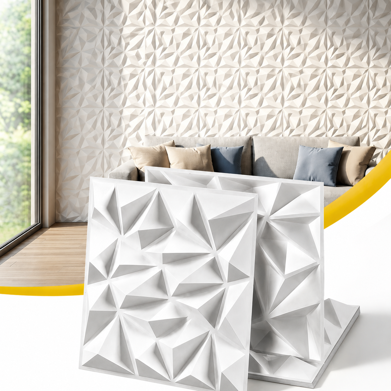 Artiss 3D Wall Panels Diamond PVC Decorative Panels 50x50cm Set of 15 Feature Wall WP-50X50-15PCS-DIA