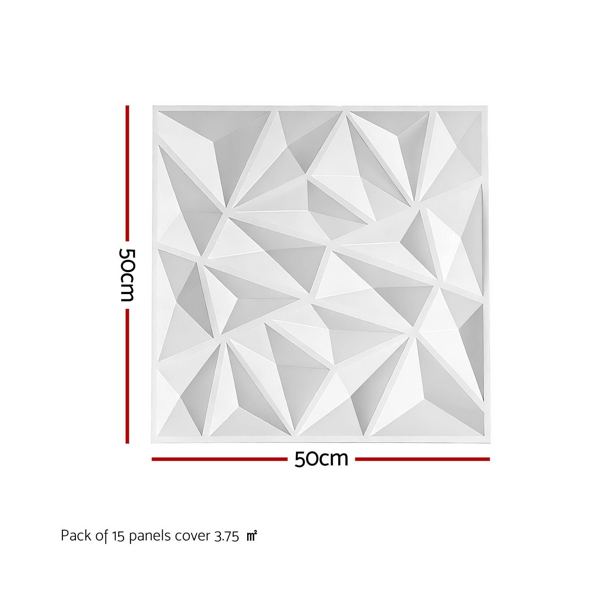 Artiss 3D Wall Panels Diamond PVC Decorative Panels 50x50cm Set of 15 Feature Wall WP-50X50-15PCS-DIA