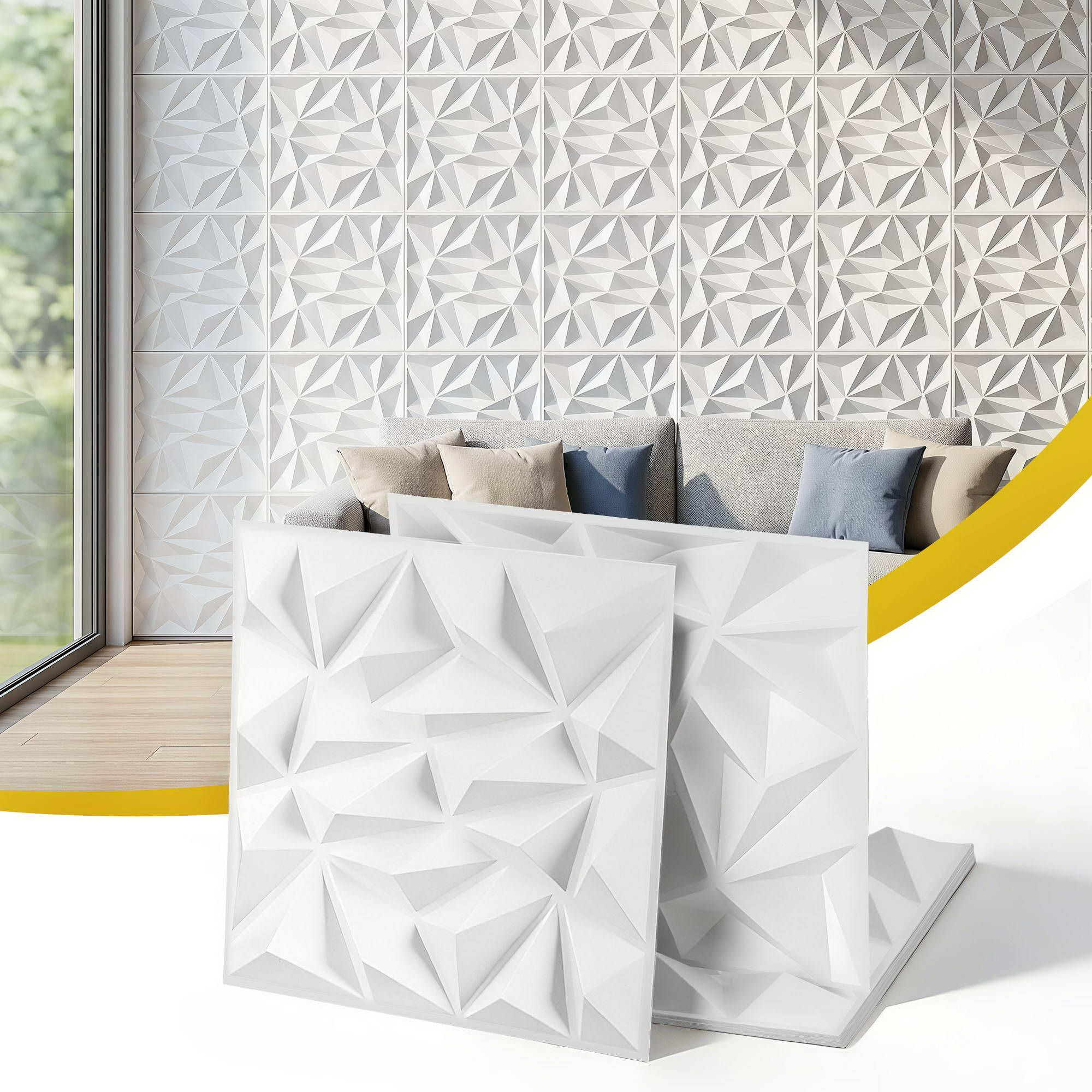 Artiss 3D Wall Panels Diamond PVC Decorative Panels 50x50cm Set of 15 Feature Wall WP-50X50-15PCS-DIA