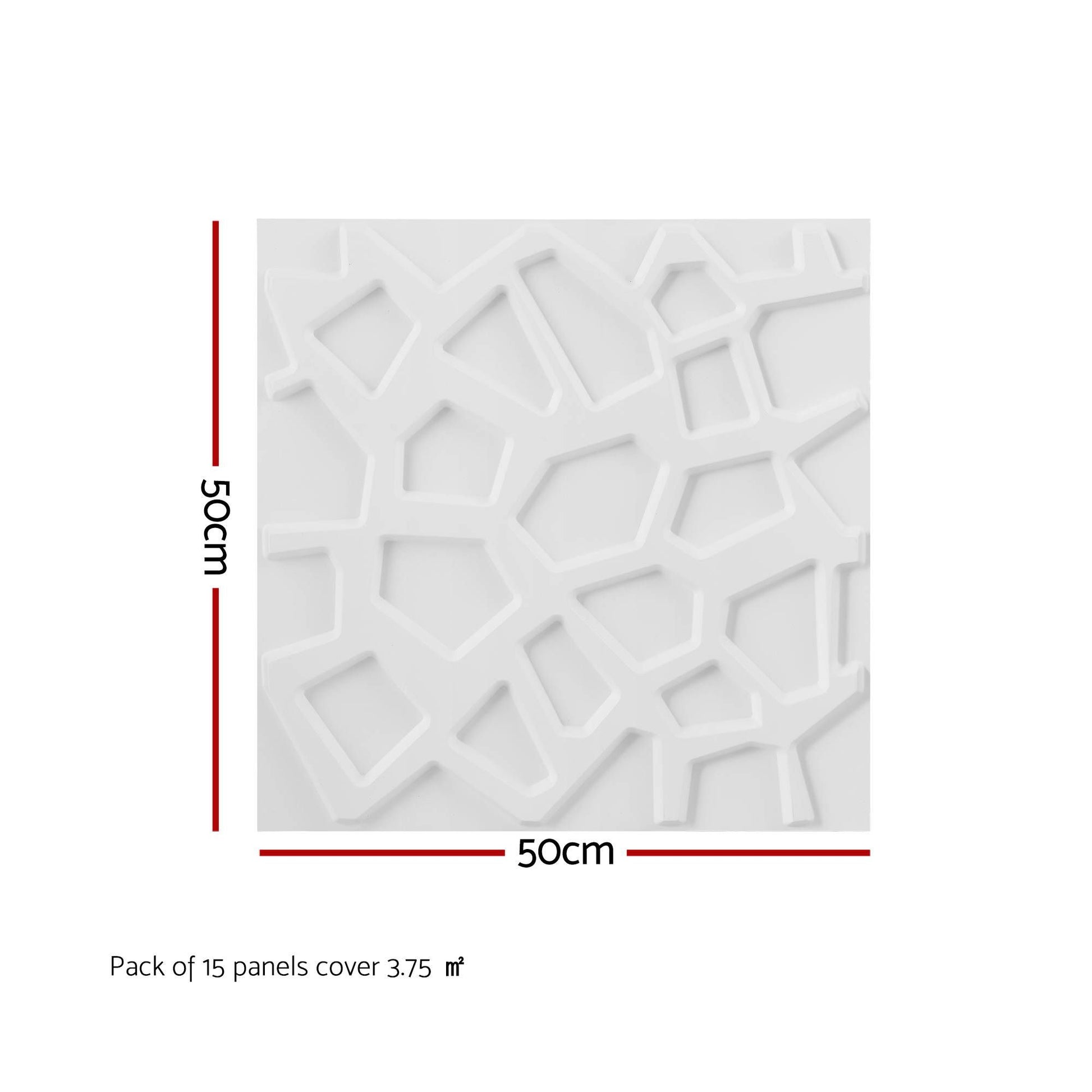 Artiss 3D Wall Panels PVC Decorative Panels 50x50cm Set of 15 Feature Wall Poly WP-50X50-15PCS-POLY