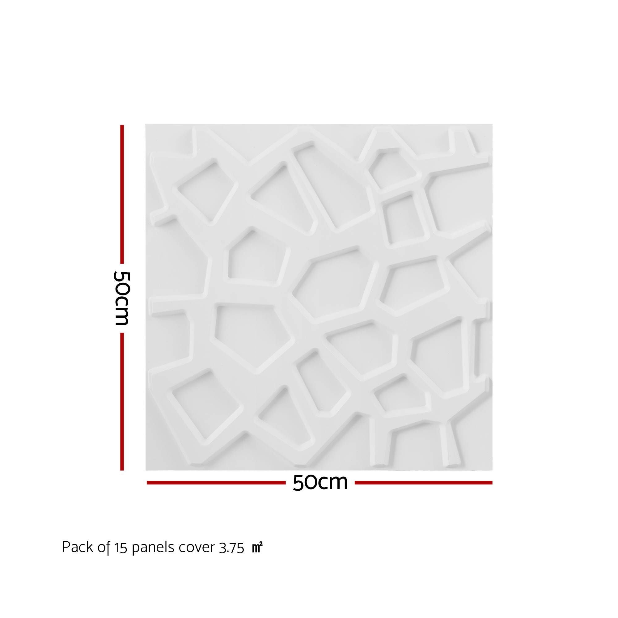 Artiss 3D Wall Panels PVC Decorative Panels 50x50cm Set of 15 Feature Wall Poly WP-50X50-15PCS-POLY