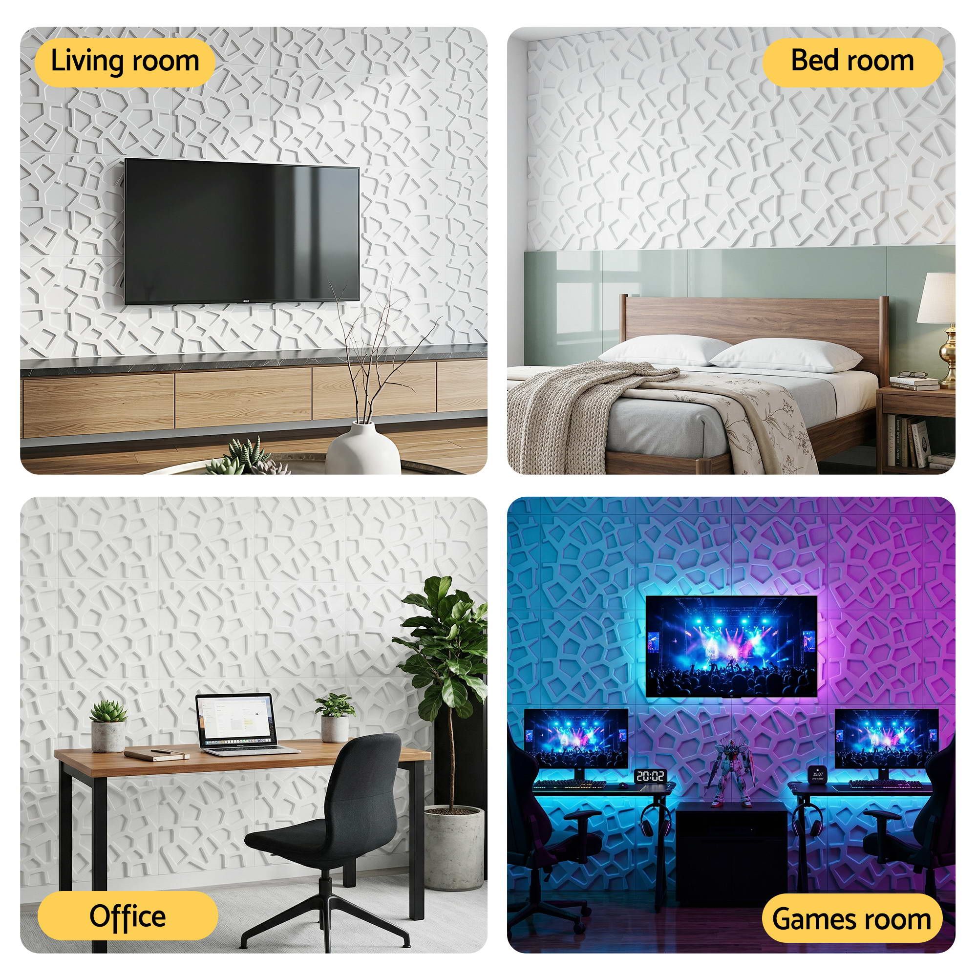 Artiss 3D Wall Panels PVC Decorative Panels 50x50cm Set of 15 Feature Wall Poly WP-50X50-15PCS-POLY