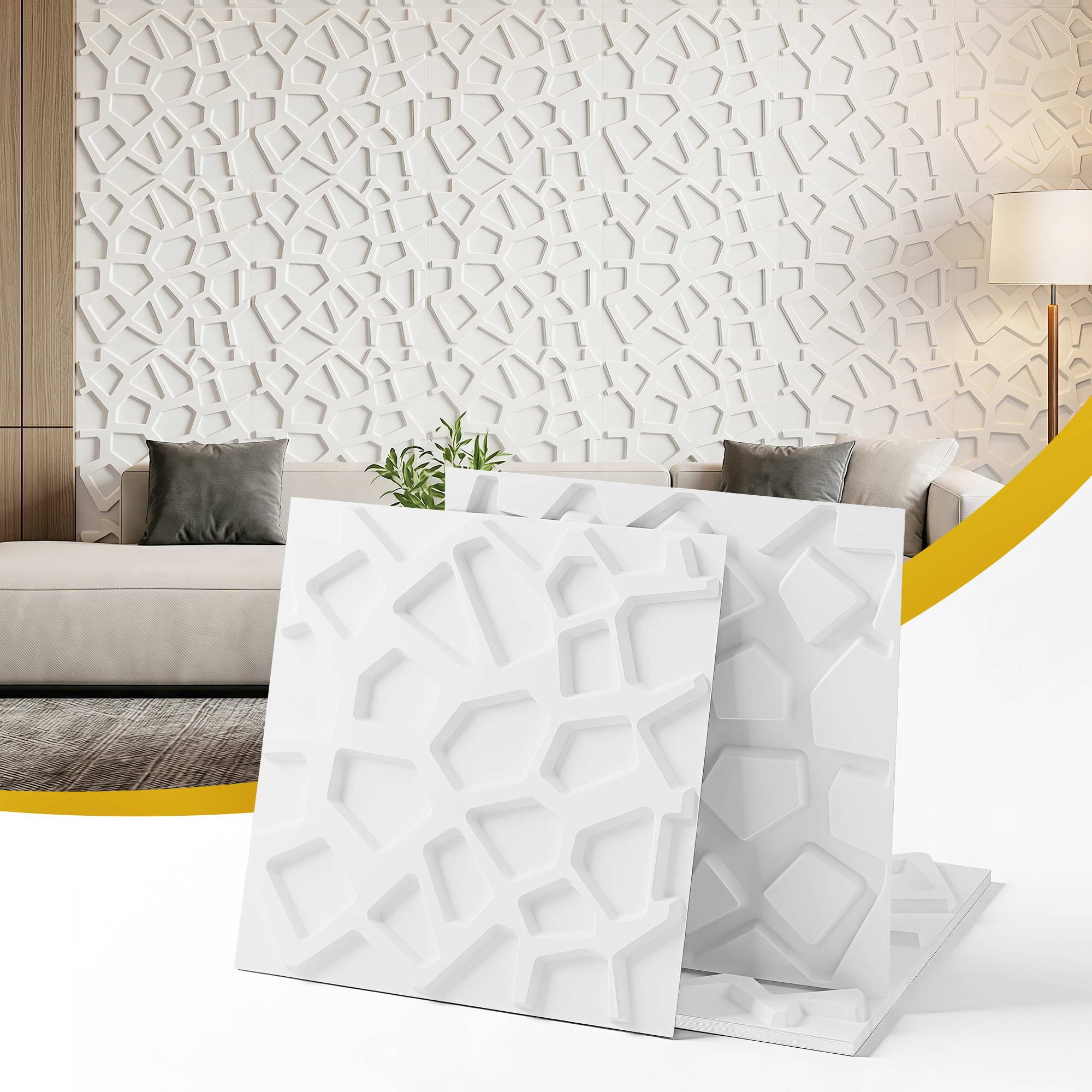 Artiss 3D Wall Panels PVC Decorative Panels 50x50cm Set of 15 Feature Wall Poly WP-50X50-15PCS-POLY