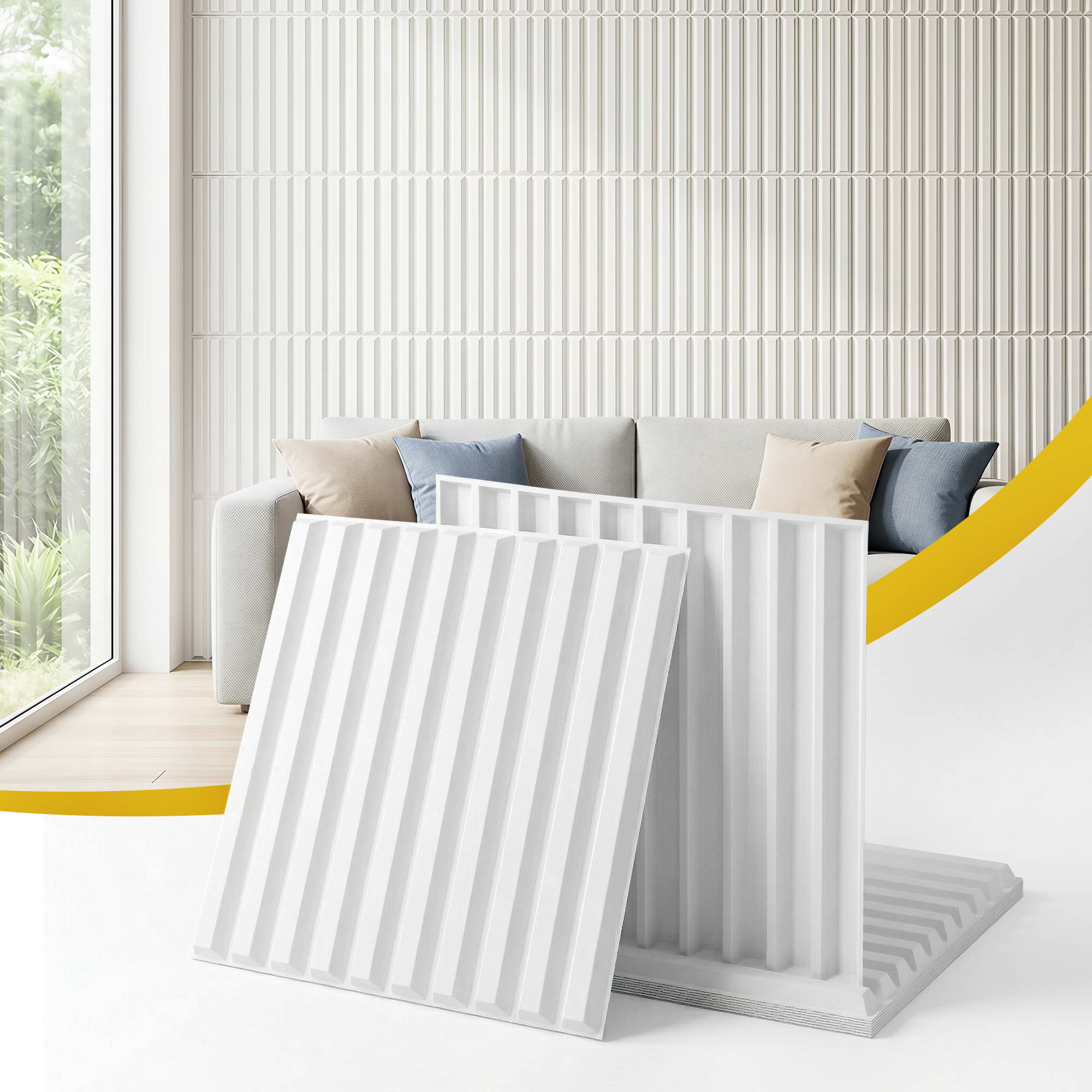 Artiss 3D Wall Panels Vertical PVC Decorative Panels 50x50cm Set of 15 Feature Wall Vert WP-50X50-15PCS-VERT