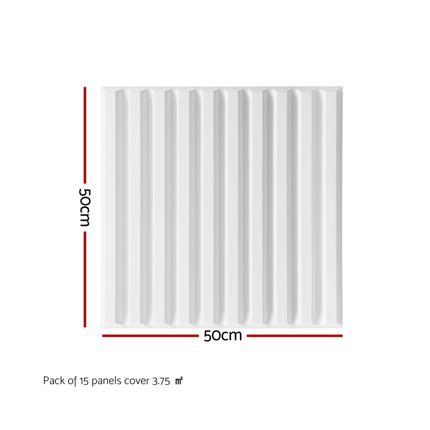 Artiss 3D Wall Panels Vertical PVC Decorative Panels 50x50cm Set of 15 Feature Wall Vert WP-50X50-15PCS-VERT