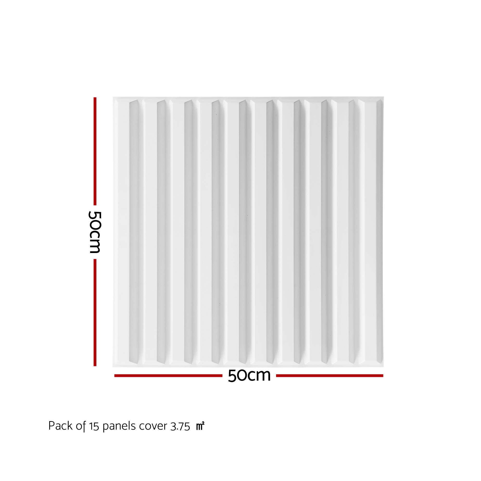 Artiss 3D Wall Panels Vertical PVC Decorative Panels 50x50cm Set of 15 Feature Wall Vert WP-50X50-15PCS-VERT