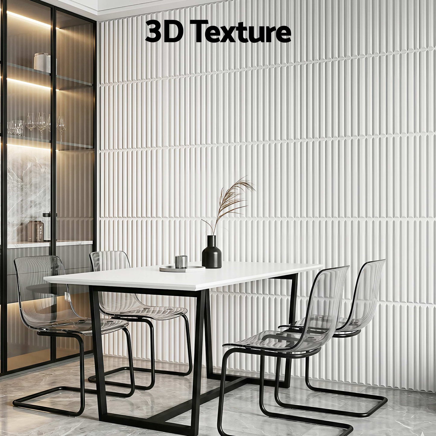 Artiss 3D Wall Panels Vertical PVC Decorative Panels 50x50cm Set of 15 Feature Wall Vert WP-50X50-15PCS-VERT