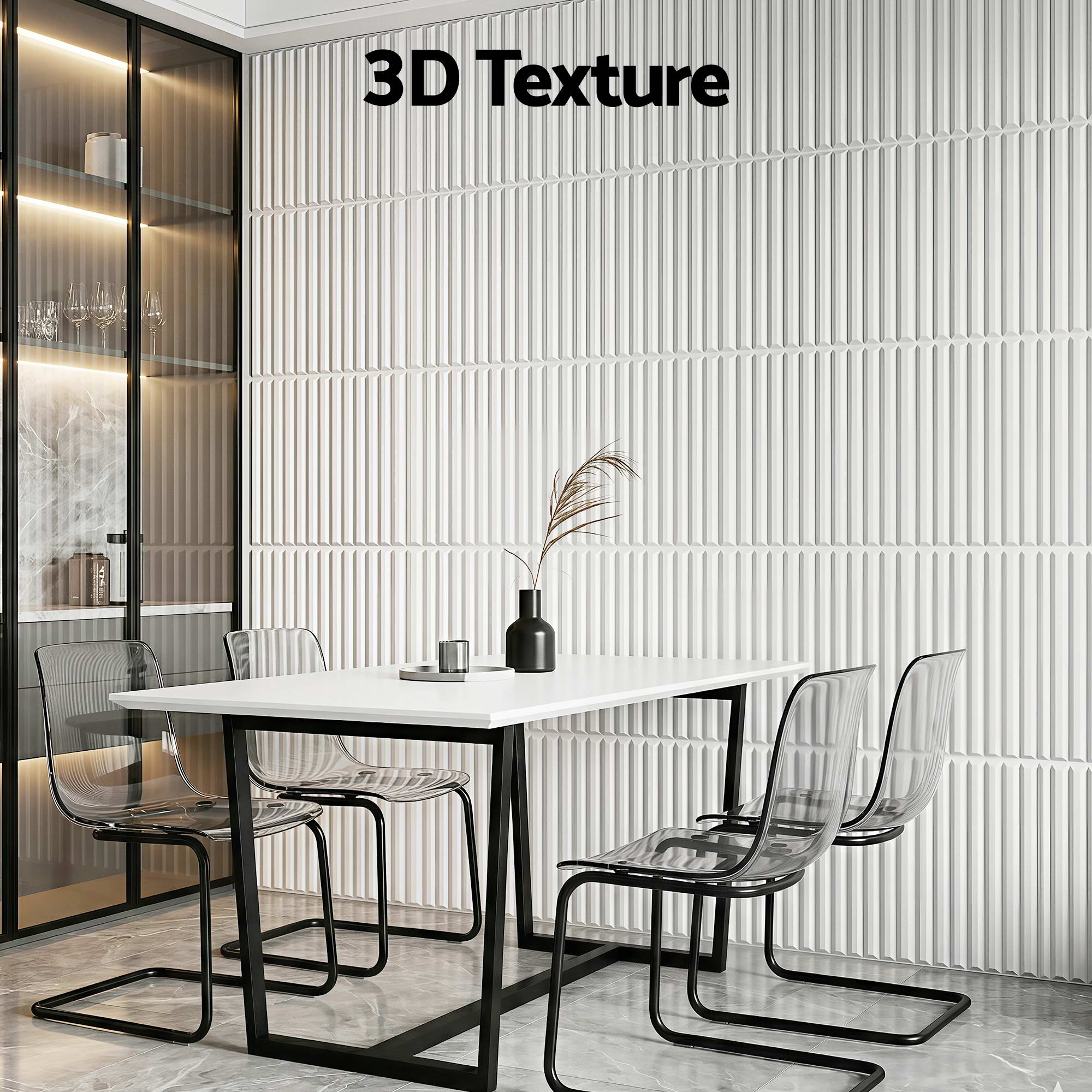 Artiss 3D Wall Panels Vertical PVC Decorative Panels 50x50cm Set of 15 Feature Wall Vert WP-50X50-15PCS-VERT