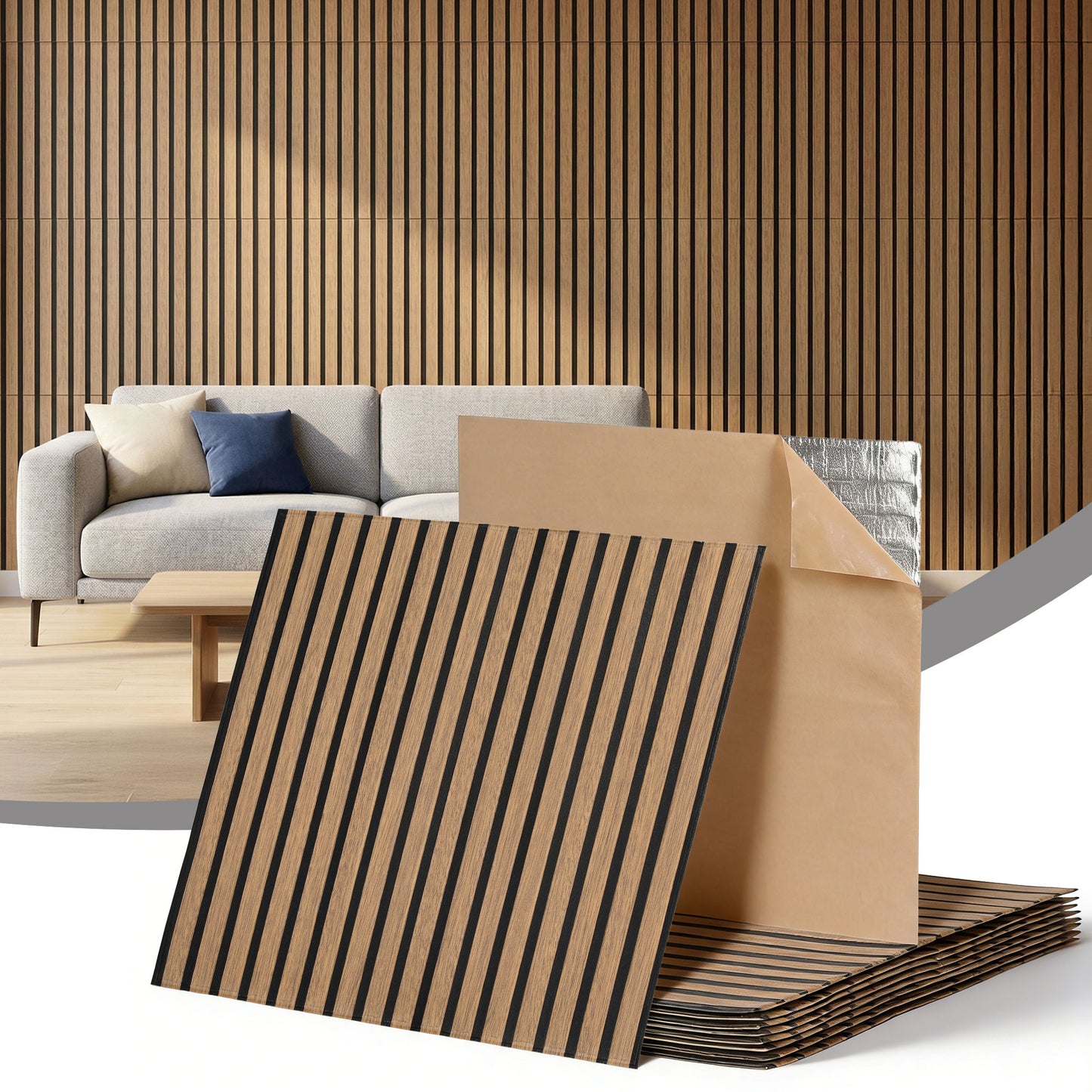 Artiss 10PCS Peel and Stick Wall Panels Tiles 68X68CM Self Adhesive for Home Office Studio Brown WP-68X68-10PCS-BR