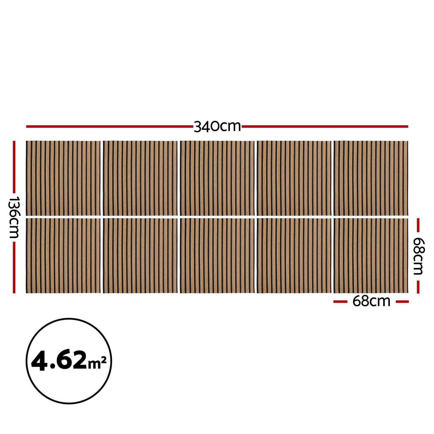 Artiss 10PCS Peel and Stick Wall Panels Tiles 68X68CM Self Adhesive for Home Office Studio Brown WP-68X68-10PCS-BR