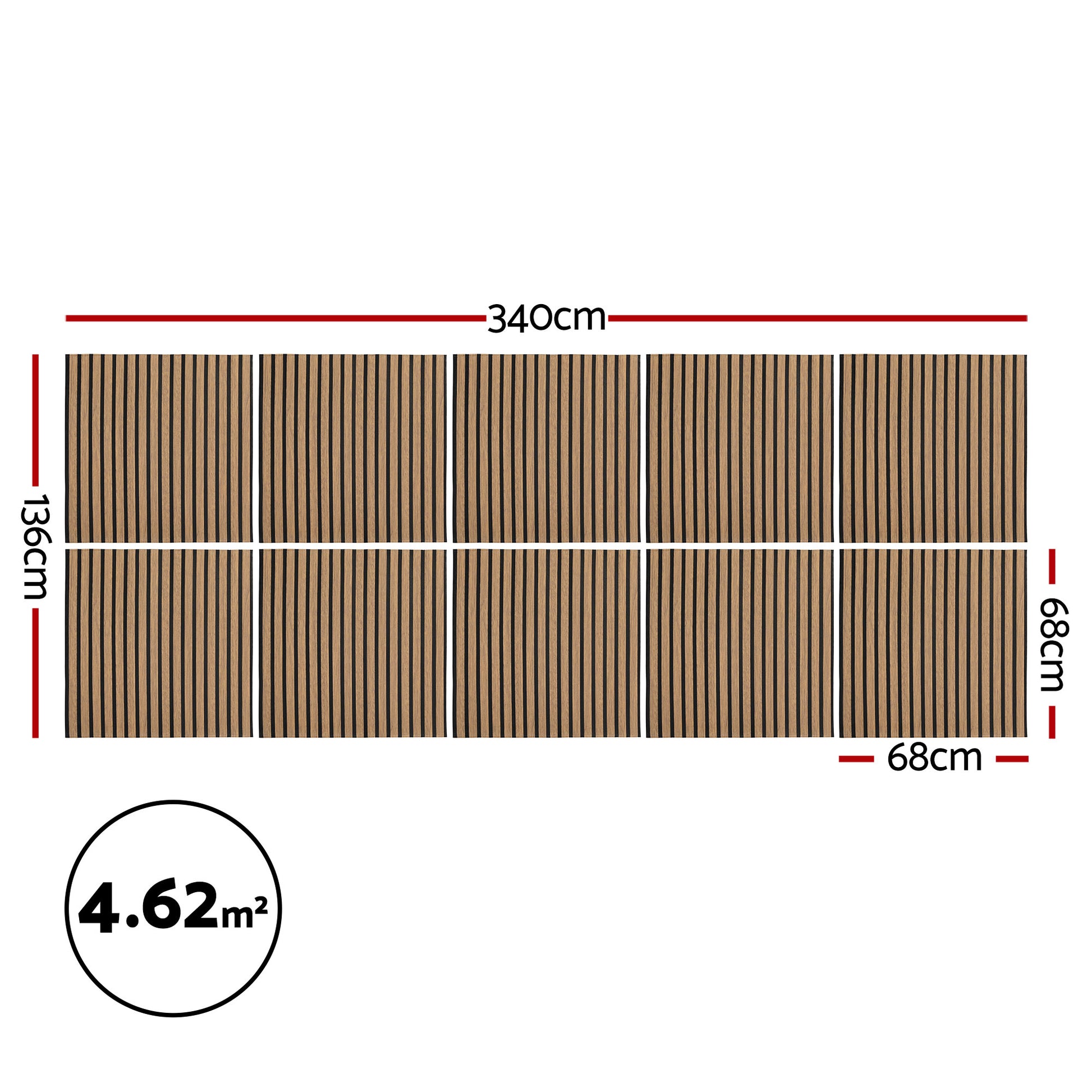 Artiss 10PCS Peel and Stick Wall Panels Tiles 68X68CM Self Adhesive for Home Office Studio Brown WP-68X68-10PCS-BR