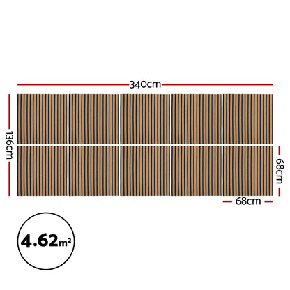Artiss 10PCS Peel and Stick Wall Panels Tiles 68X68CM Self Adhesive for Home Office Studio Brown WP-68X68-10PCS-BR