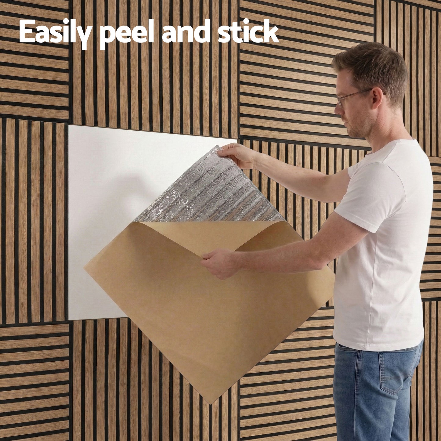 Artiss 10PCS Peel and Stick Wall Panels Tiles 68X68CM Self Adhesive for Home Office Studio Brown WP-68X68-10PCS-BR