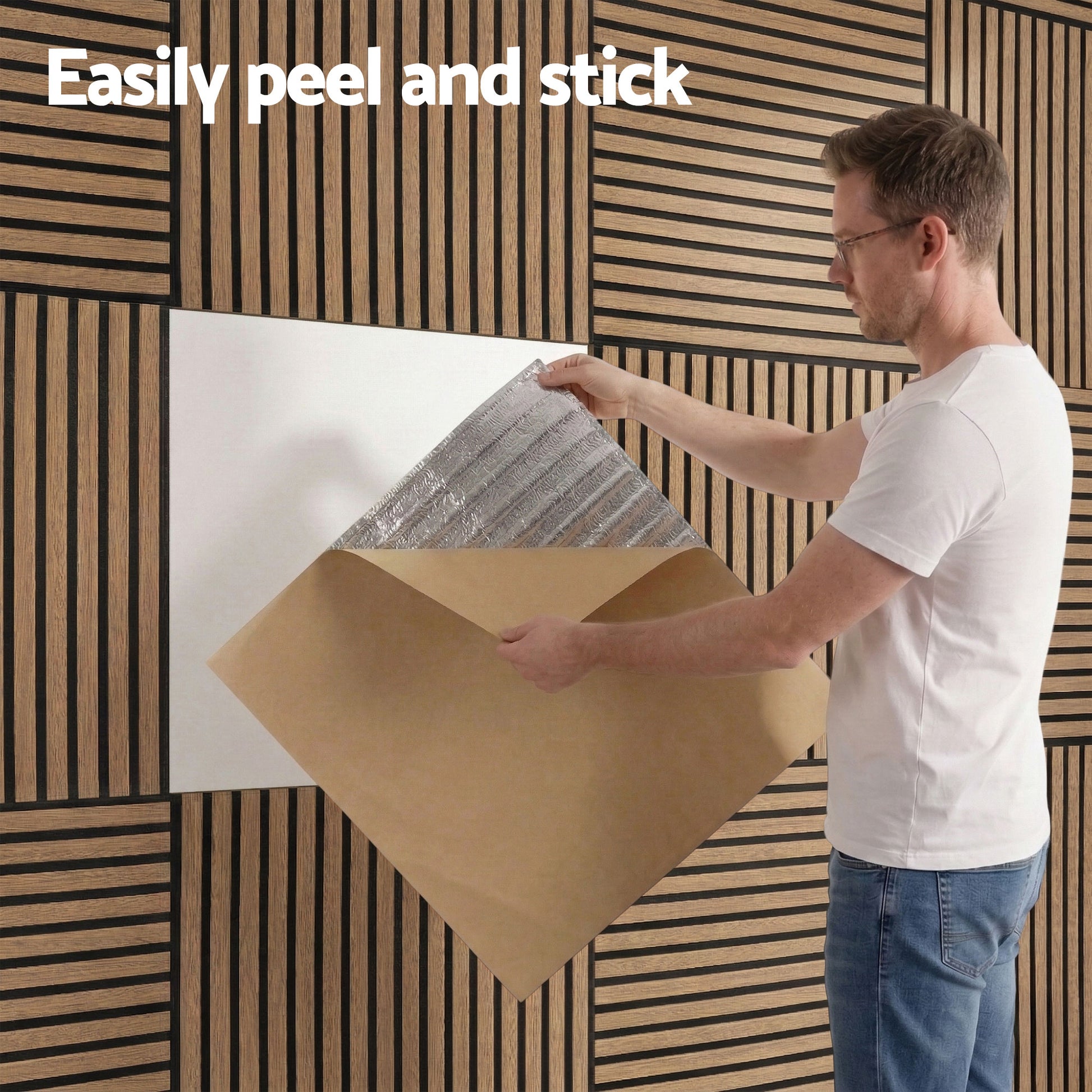 Artiss 10PCS Peel and Stick Wall Panels Tiles 68X68CM Self Adhesive for Home Office Studio Brown WP-68X68-10PCS-BR