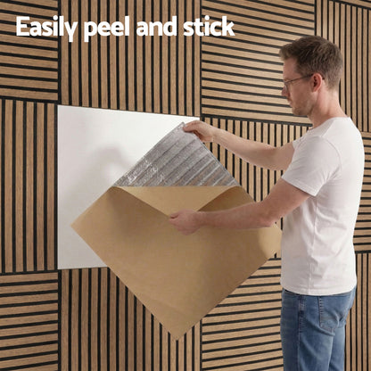 Artiss 10PCS Peel and Stick Wall Panels Tiles 68X68CM Self Adhesive for Home Office Studio Brown WP-68X68-10PCS-BR