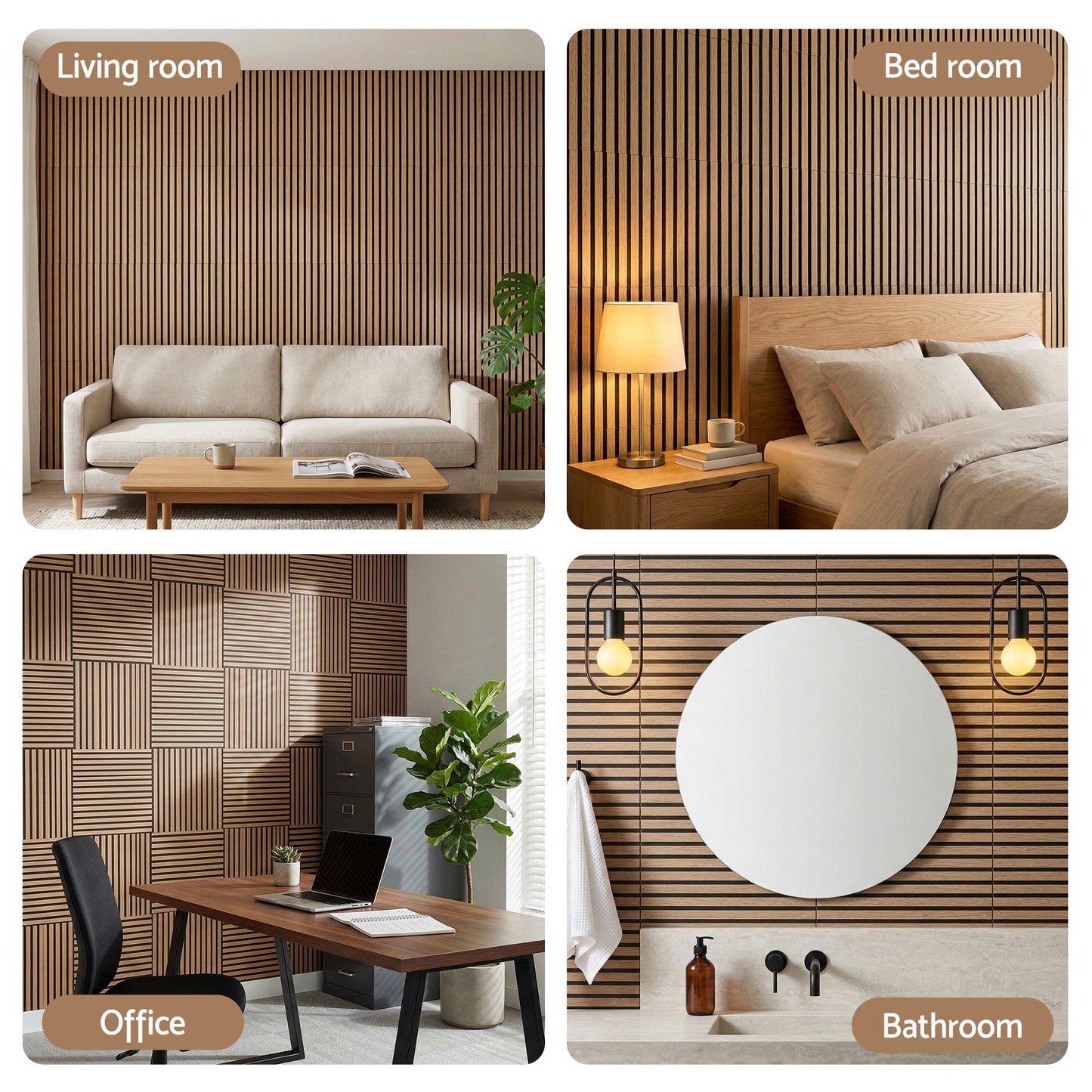 Artiss 10PCS Peel and Stick Wall Panels Tiles 68X68CM Self Adhesive for Home Office Studio Brown WP-68X68-10PCS-BR