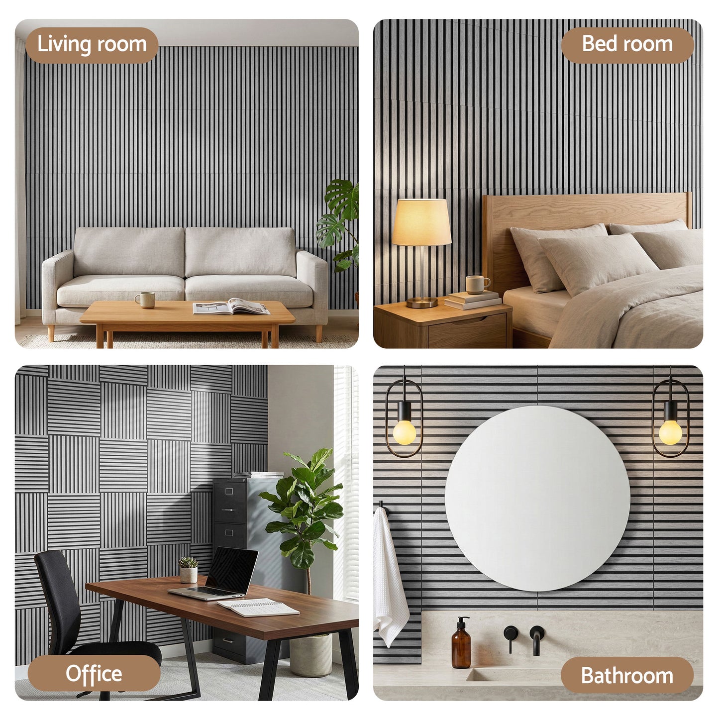 Artiss 10PCS Peel and Stick Wall Panels Tiles 68X68CM Self Adhesive for Home Office Studio Grey WP-68X68-10PCS-GR