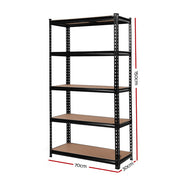 Giantz 6X1.5M Garage Shelving Warehouse Rack Storage Shelves Pallet Racking WR-7X15-BKX6